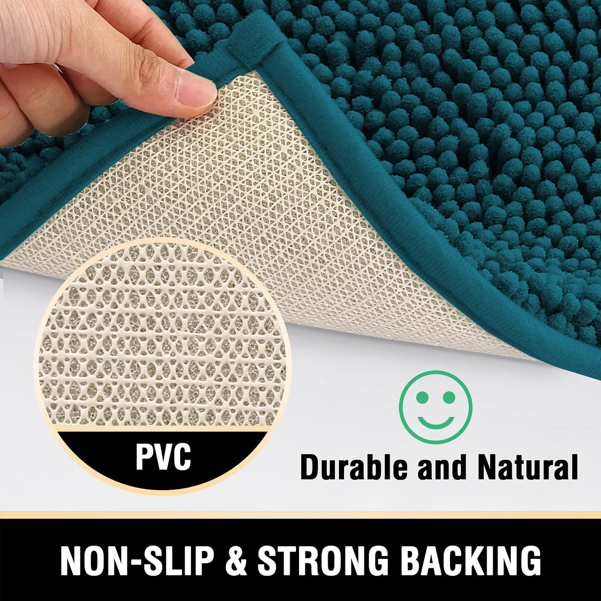 PrimeBeau Curved Bath Mat Luxury Chenille Extra Soft Absorbent Non Slip Quick Dry 16x33 (1 Piece)