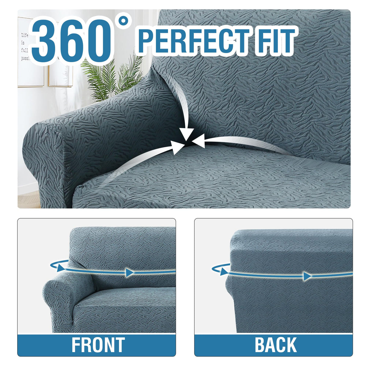 PrimeBeau Leopard Pattern Jacquard Couch Covers for 3 Cushion Couch