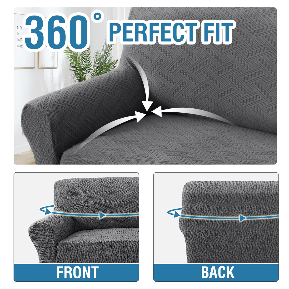 PrimeBeau Wind Bell Pattern Jacquard 1 Piece Stretch Sofa Covers Furniture Protector