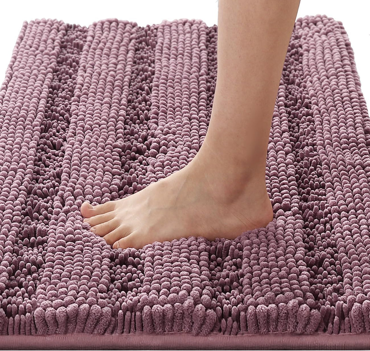 H.Versailtex 1 Piece Extra Thick Chenille Striped Pattern Shaggy Bath Rugs