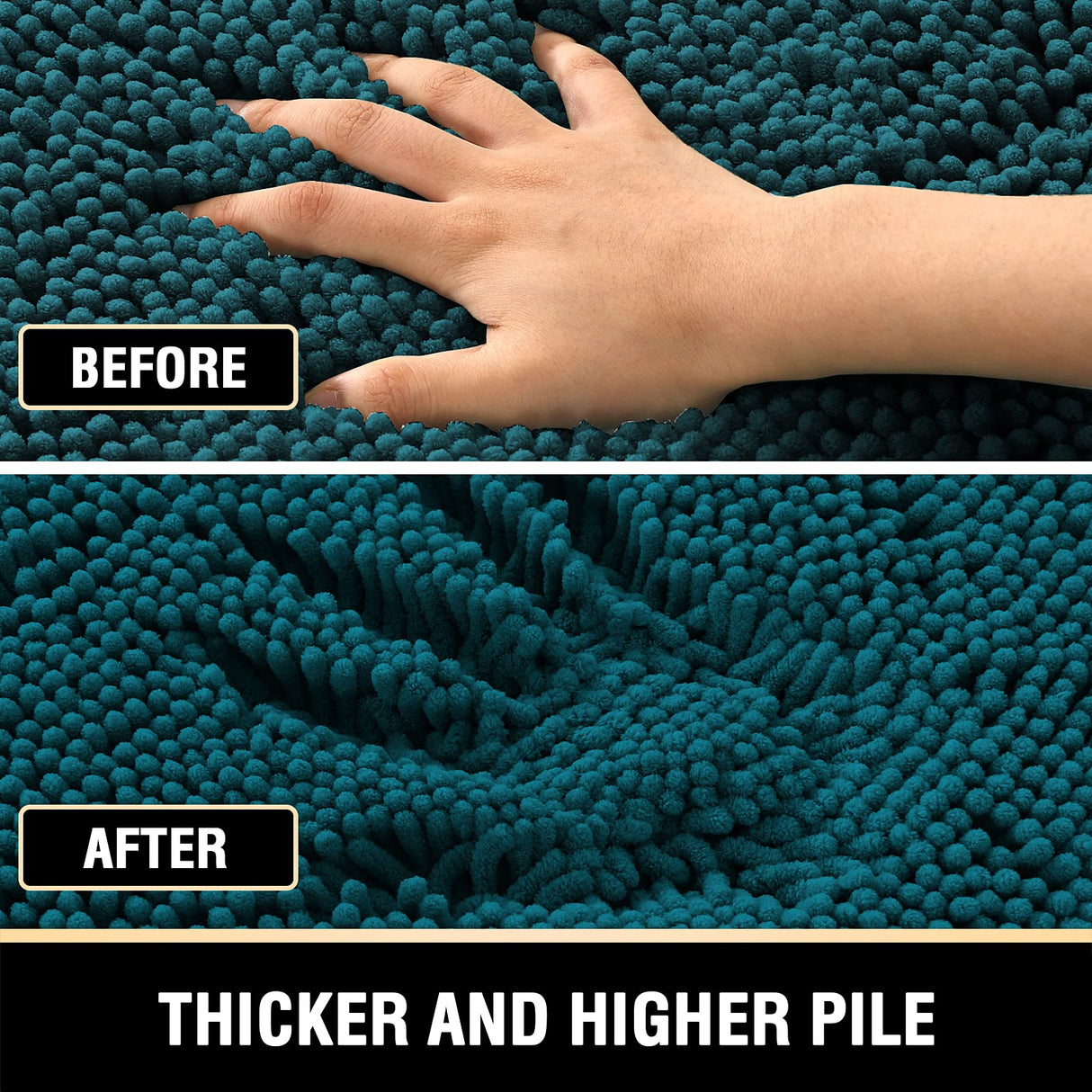 PrimeBeau Curved Bath Mat Luxury Chenille Extra Soft Absorbent Non Slip Quick Dry 16x33 (1 Piece)