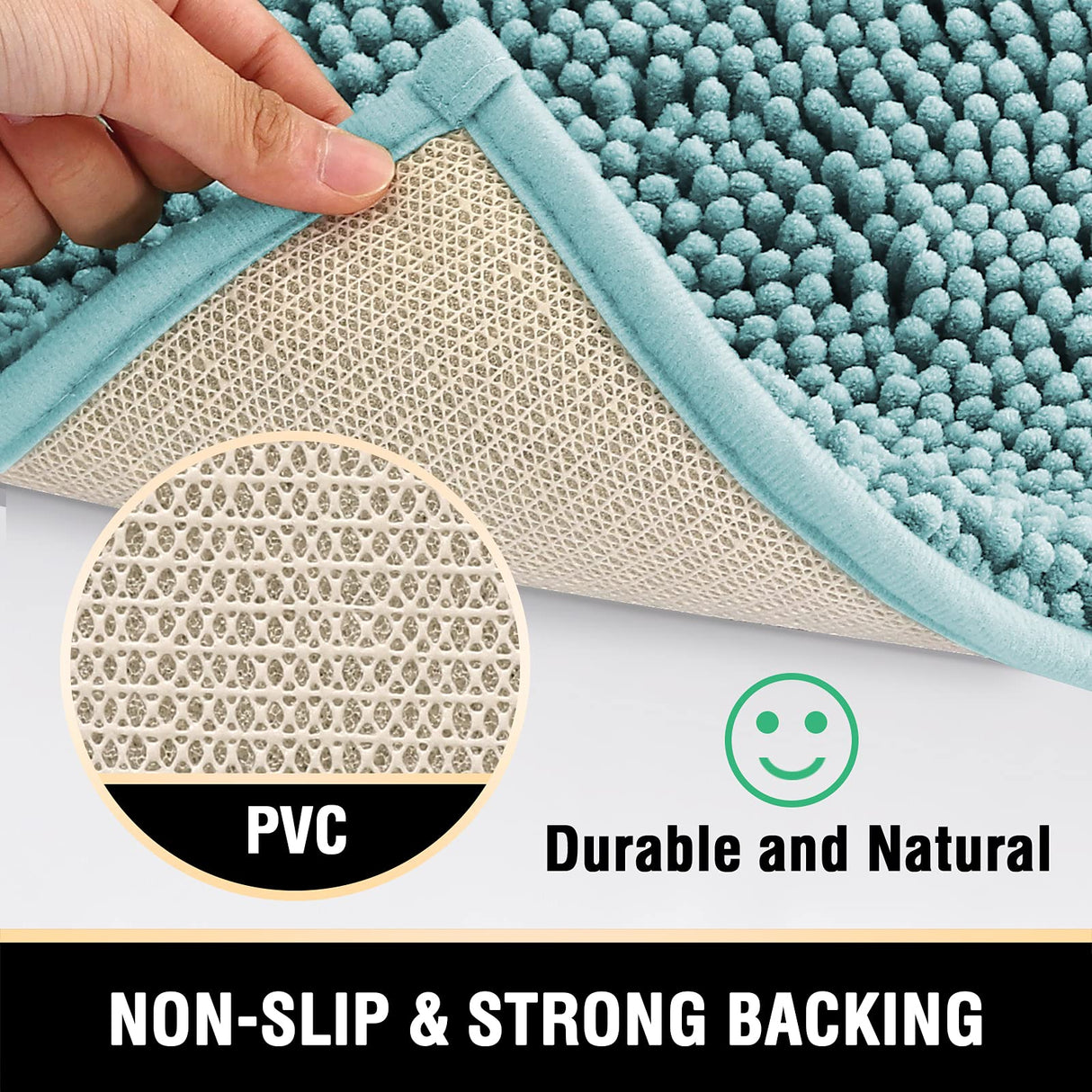 PrimeBeau Curved Bath Mat Luxury Chenille Extra Soft Absorbent Non Slip Quick Dry 16x33 (1 Piece)