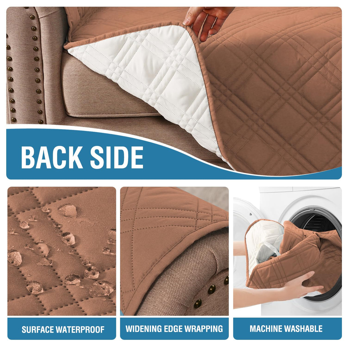 PrimeBeau 100% Waterproof Sofa Covers Washable,Thick Soft Couch Cover for Dogs with Elastic Straps (Sofa & Oversize Sofa, Diamond Shape)