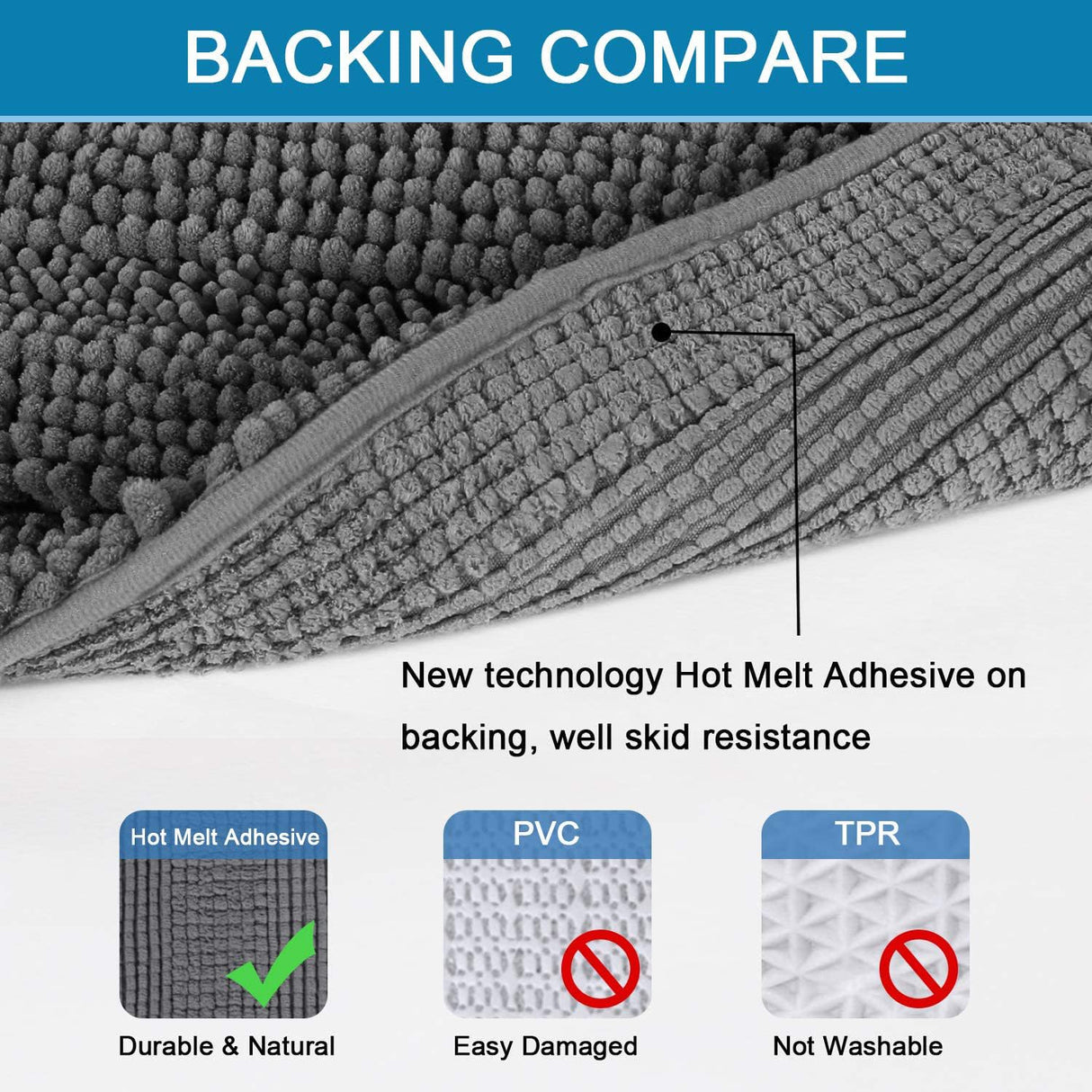 PrimeBeau U Sharp Stripe Bath Rug Contour Set