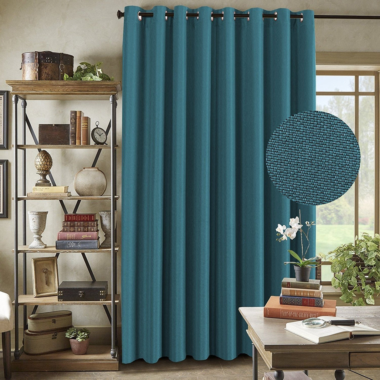 PrimeBeau Faux Linen Room Darkening/Room Dividing Curtain Draper Extra Wide & Long