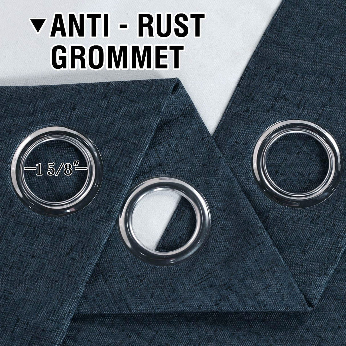 H.VERSAILTEX Primitive Linen Curtains 100% Blackout Curtain Drapes Burlap Fabric Curtains with White Thermal Insulated Liner, Grommet Top Curtains Living Room/Bedroom (2 Panels, 42 x 84 Inch, Navy)