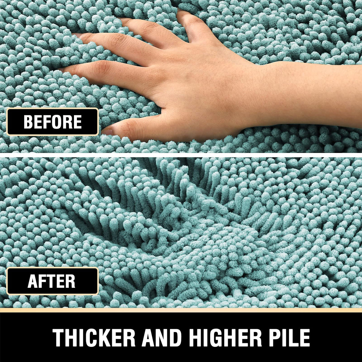 PrimeBeau Curved Bath Mat Luxury Chenille Extra Soft Absorbent Non Slip Quick Dry 16x33 (1 Piece)