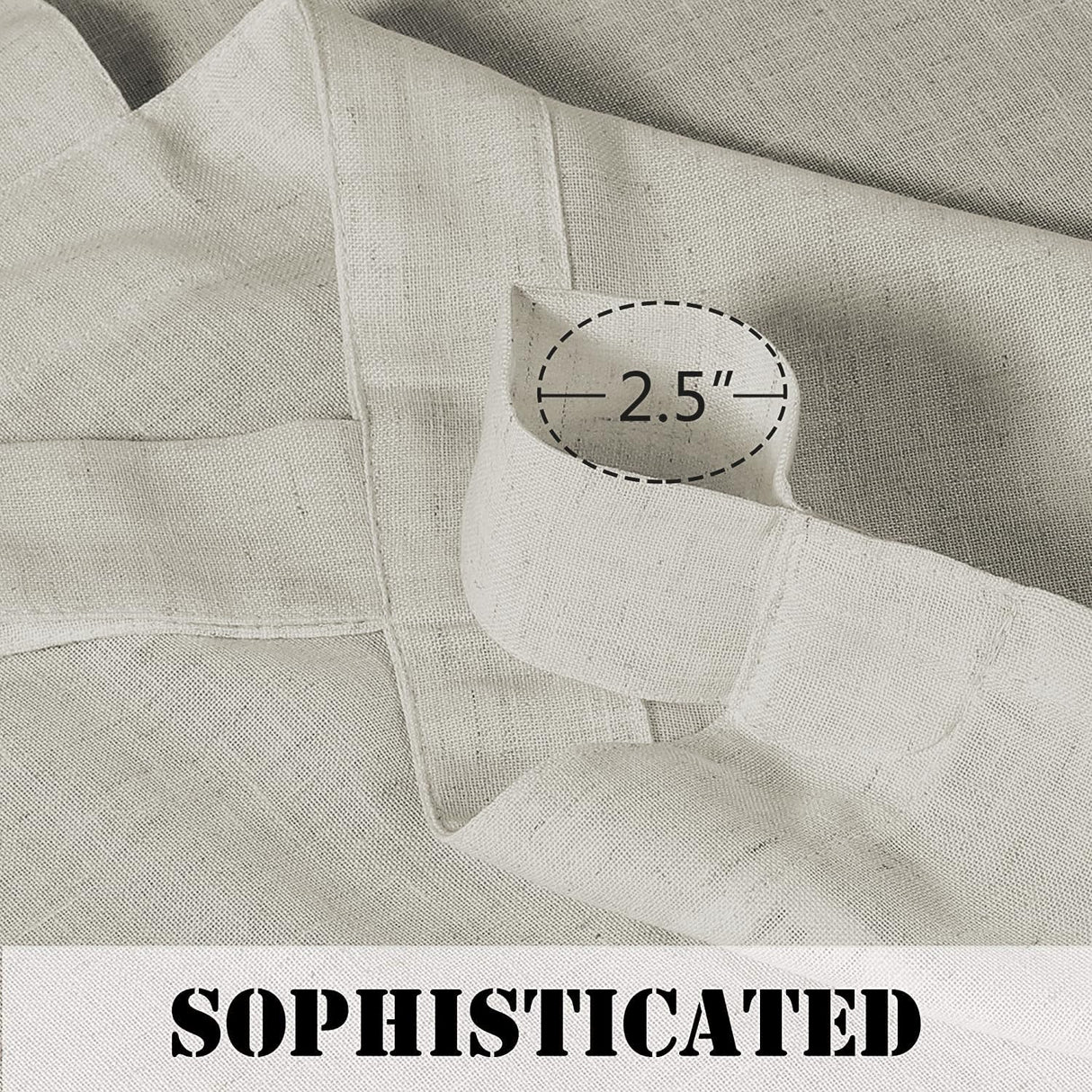 PrimeBeau Natural Linen Mix Tab Top Curtains, Light Filtering Panels (Set of 2)