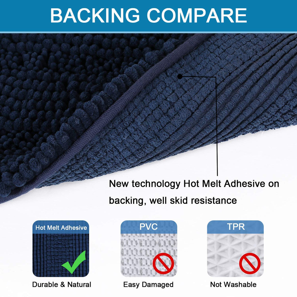 PrimeBeau Luxury Chenille Striped Bath Mats Set | Ultra Thick & Absorbent Non Slip Rugs 24“ x 36"