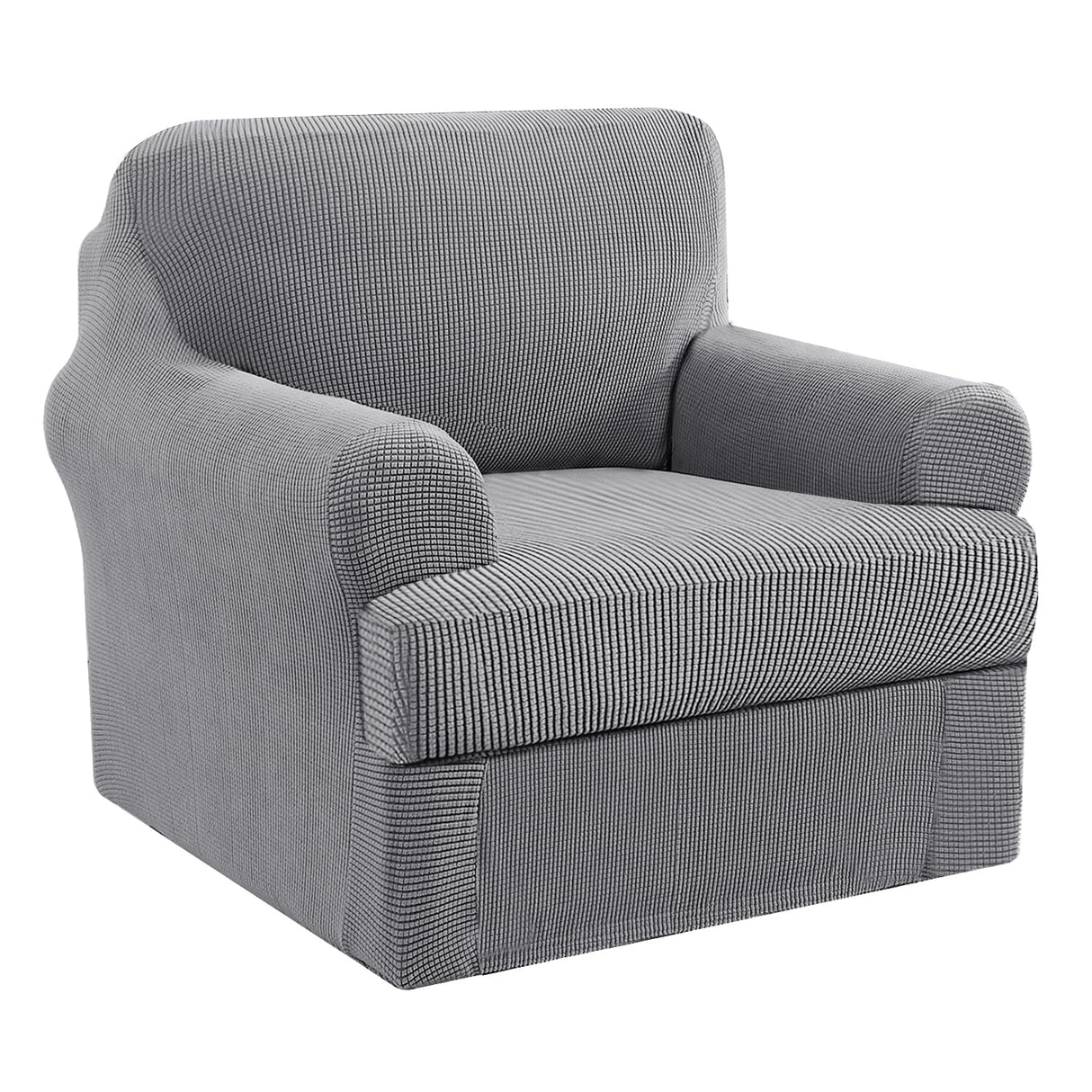 PrimeBeau 2 Pieces Chair Covers for Armchair &Oversize Armchair Covers for Living Room Furniture Cover Suit for T Cushion/Box Cushion, Spandex Jacquard Fabric Small Checks