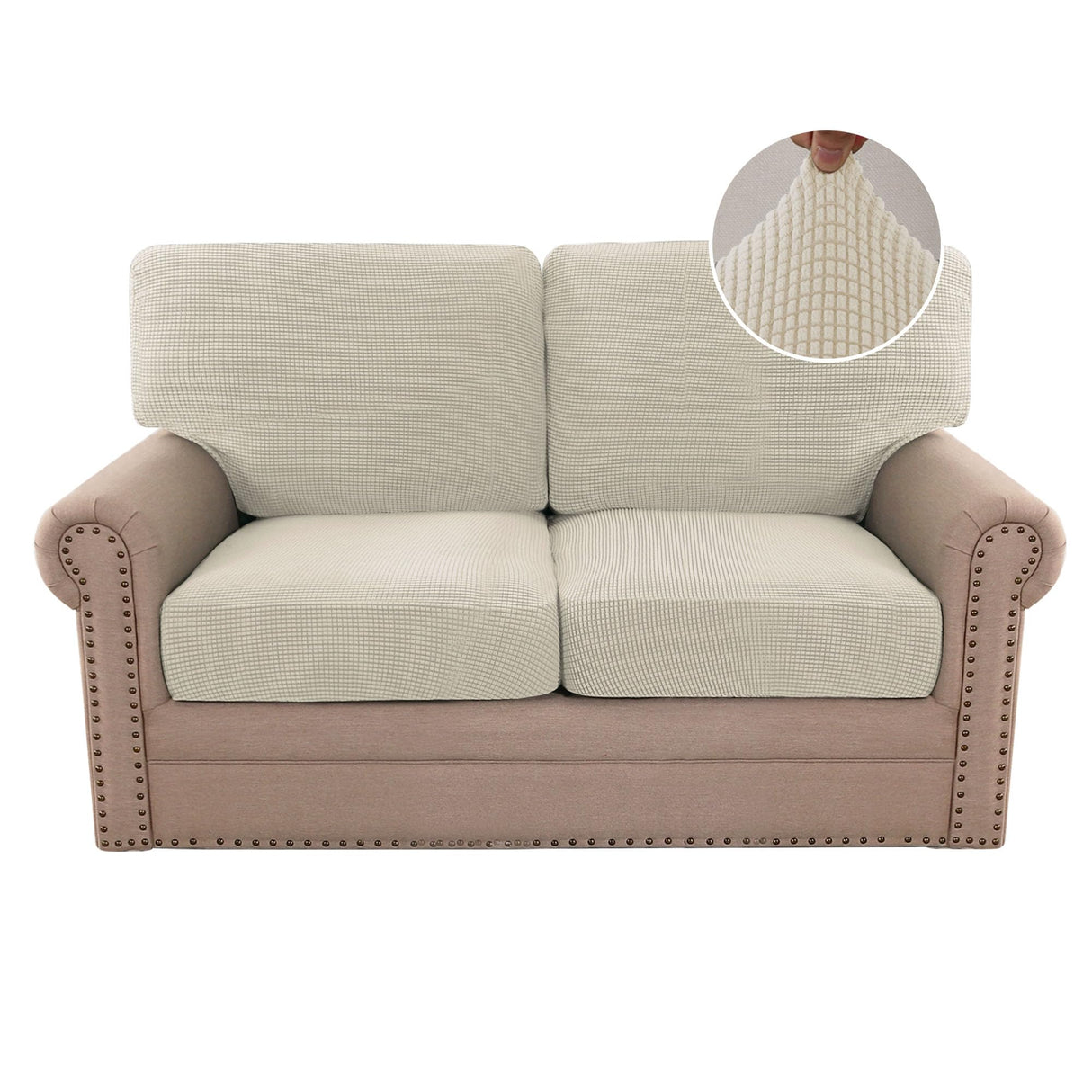 PrimeBeau 2024 New Trend Multi-Pieces Sofa Covers Stretch Couch Covers Form Fitted Seats and Back Cushions Covers (2 Seat Covers Plus 2 Back Cusion Covers, Bonus 2 Armrest Covers)