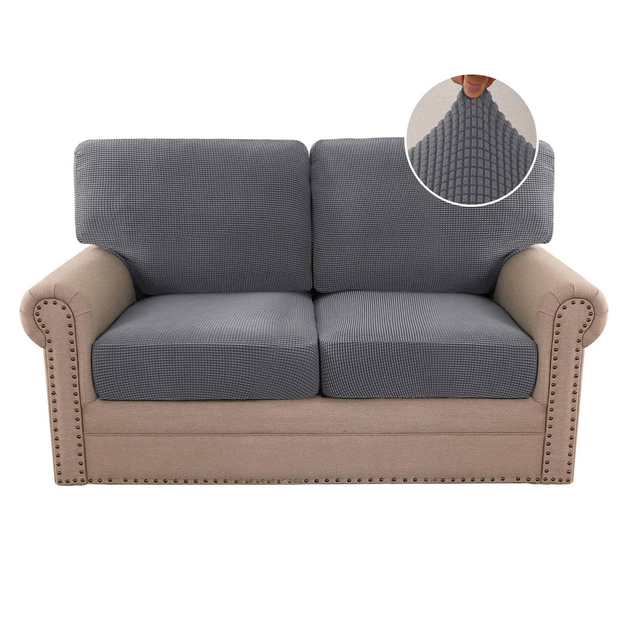 PrimeBeau 2024 New Trend Multi-Pieces Sofa Covers Stretch Couch Covers Form Fitted Seats and Back Cushions Covers (2 Seat Covers Plus 2 Back Cusion Covers, Bonus 2 Armrest Covers)