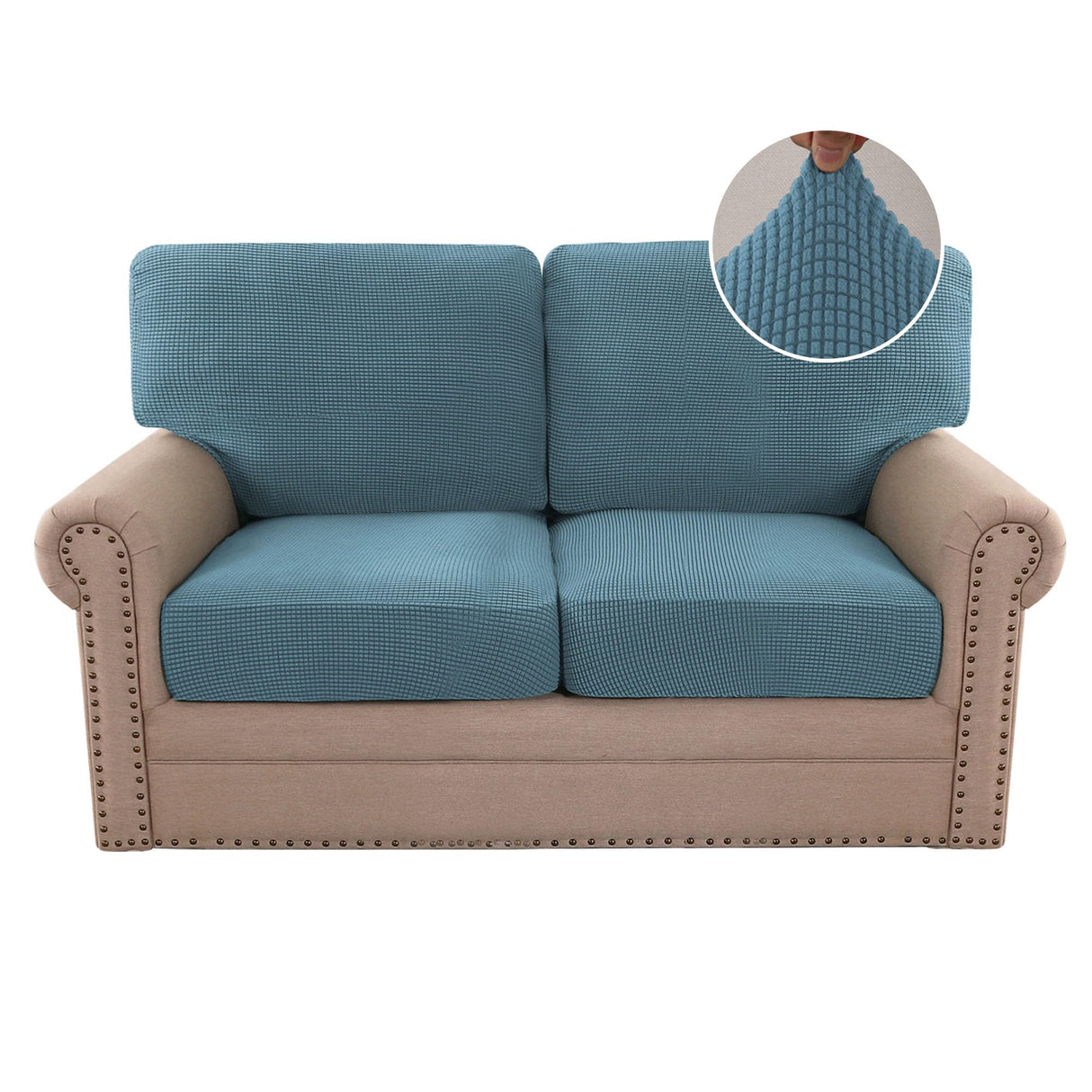 PrimeBeau 2024 New Trend Multi-Pieces Sofa Covers Stretch Couch Covers Form Fitted Seats and Back Cushions Covers (2 Seat Covers Plus 2 Back Cusion Covers, Bonus 2 Armrest Covers)