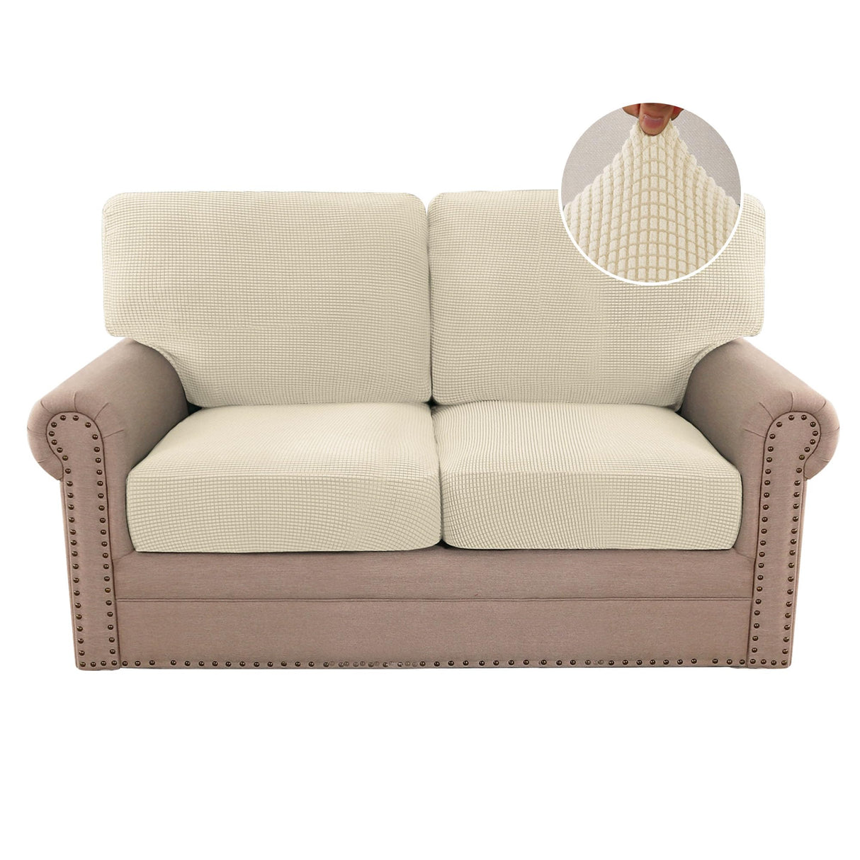 PrimeBeau 2024 New Trend Multi-Pieces Sofa Covers Stretch Couch Covers Form Fitted Seats and Back Cushions Covers (2 Seat Covers Plus 2 Back Cusion Covers, Bonus 2 Armrest Covers)