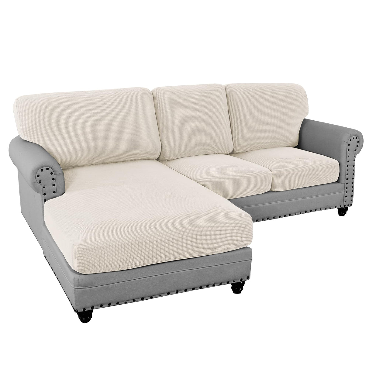 PrimeBeau 2024 New Sectional Couch Covers 6 Pieces Stretch Sofa Cover for Sectional Sofa Set Separate L Shaped Couch Cover for Both Left/Right Couch (Seat and Back: 1 Chaise for Loveseat)