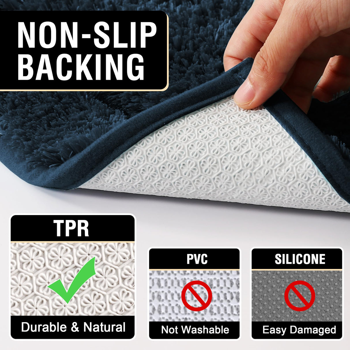 PrimeBeau Bathroom Rugs Thick Velvet Bath Mat - Super Soft, Absorbent, Non-Slip, Washable, 1 Piece