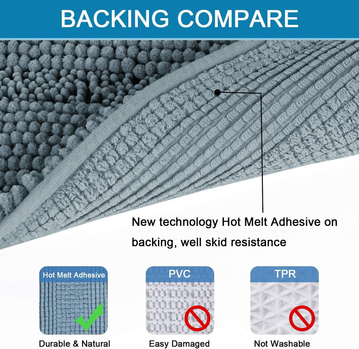 PrimeBeau U Sharp Stripe Bath Rug Contour Set