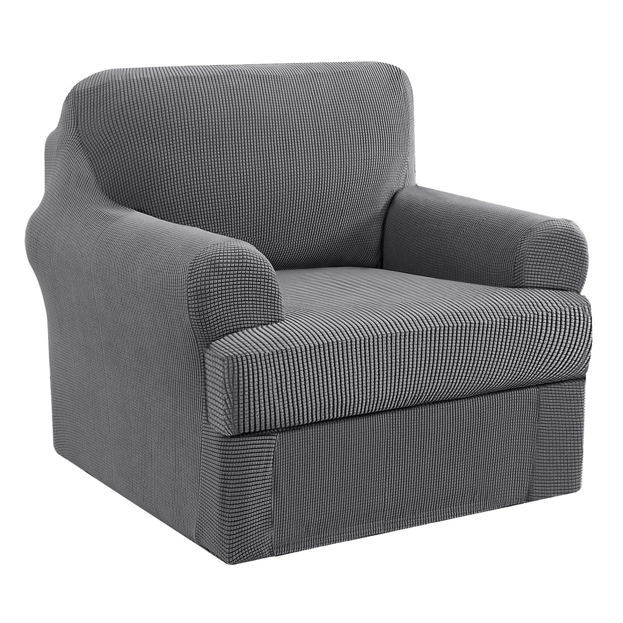 PrimeBeau 2 Pieces Chair Covers for Armchair &Oversize Armchair Covers for Living Room Furniture Cover Suit for T Cushion/Box Cushion, Spandex Jacquard Fabric Small Checks