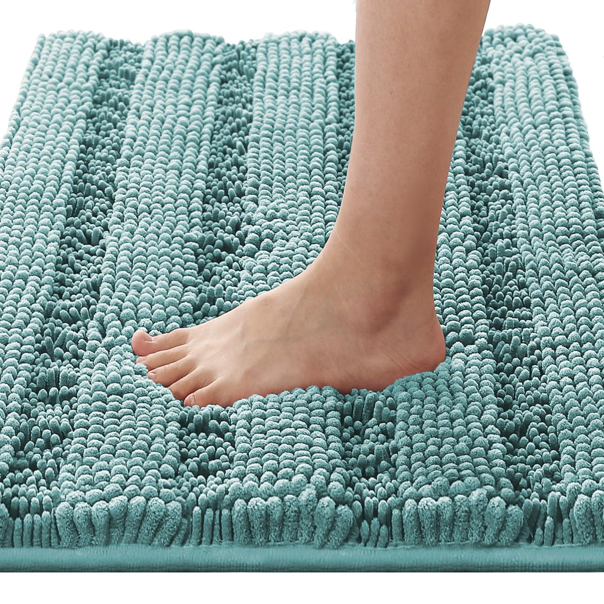 PrimeBeau Luxury Chenille Striped Bath Mats Set | Ultra Thick & Absorbent Non Slip Rugs 20“ x 32"