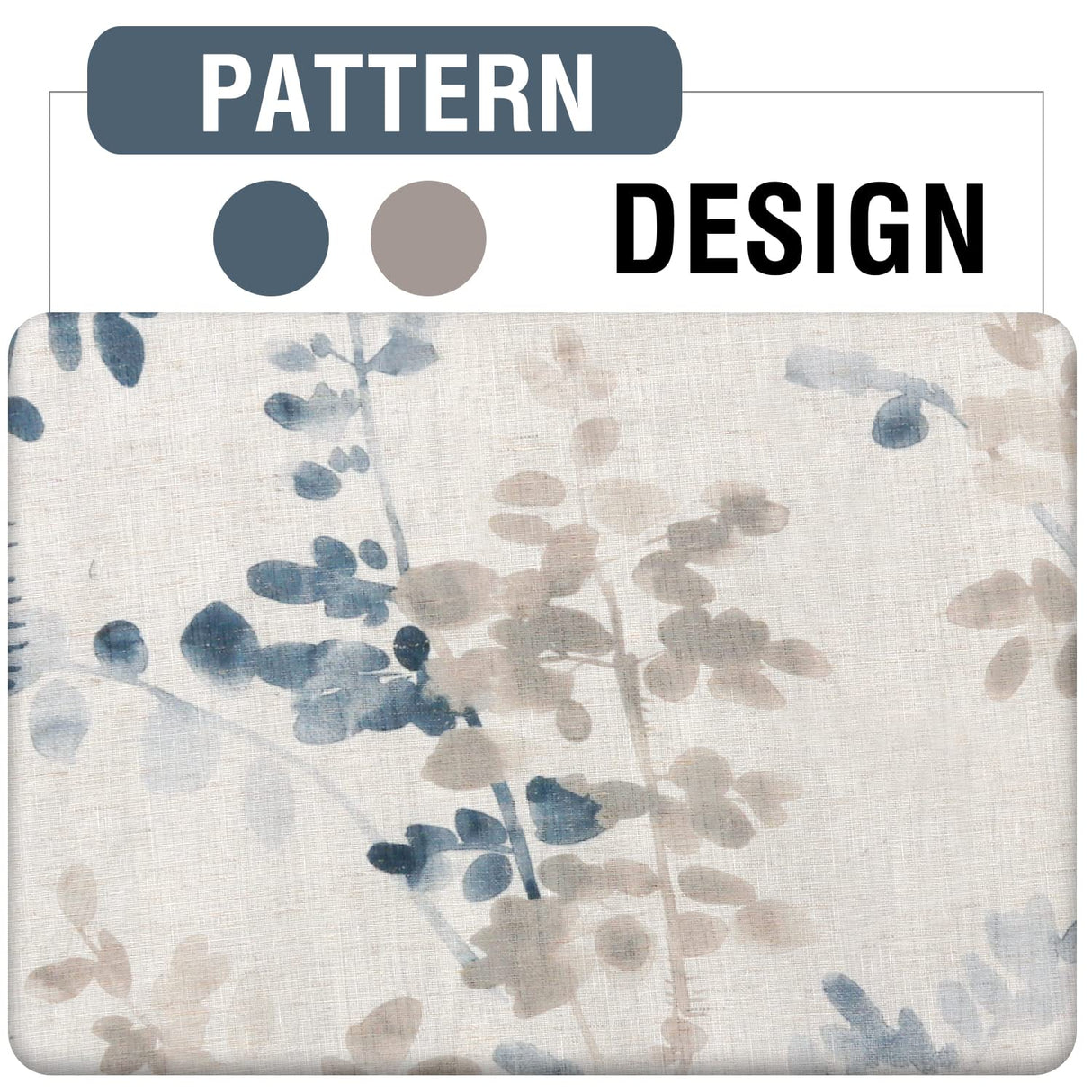 PrimeBeau Linen Sheer Tab Top Curtains Vintage Floral Print, 2 Panels