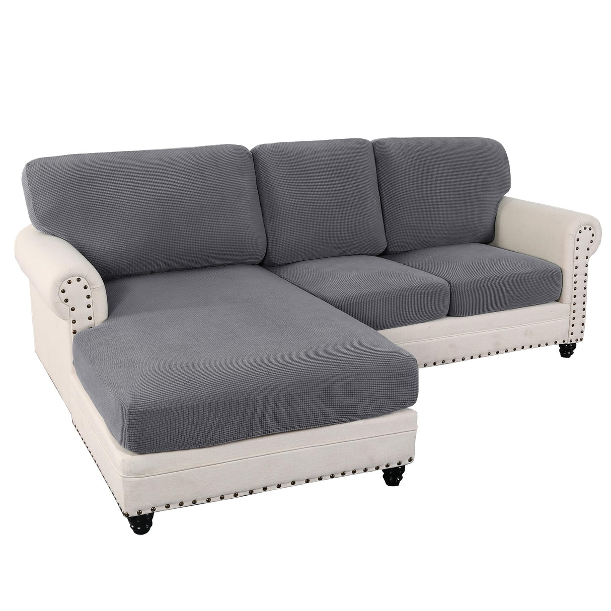 PrimeBeau 2024 New Sectional Couch Covers 6 Pieces Stretch Sofa Cover for Sectional Sofa Set Separate L Shaped Couch Cover for Both Left/Right Couch (Seat and Back: 1 Chaise for Loveseat)