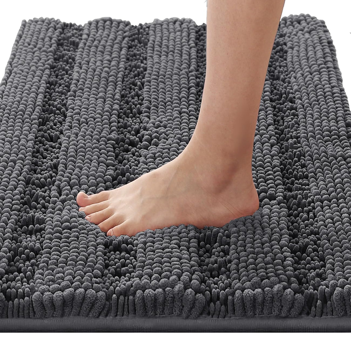 PrimeBeau Luxury Chenille Striped Bath Mats Set | Ultra Thick & Absorbent Non Slip Rugs 20“ x 32"