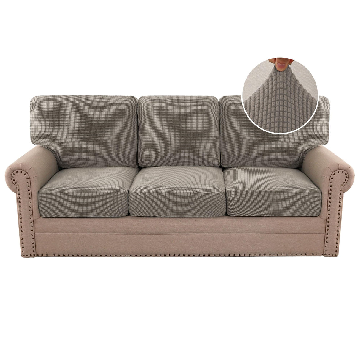 PrimeBeau 2024 New Trend Multi-Pieces Sofa Covers Stretch Couch Covers Form Fitted Seats and Back Cushions Covers (3 Seat Covers Plus 3 Back Cusion Covers, Bonus 2 Armrest Covers)