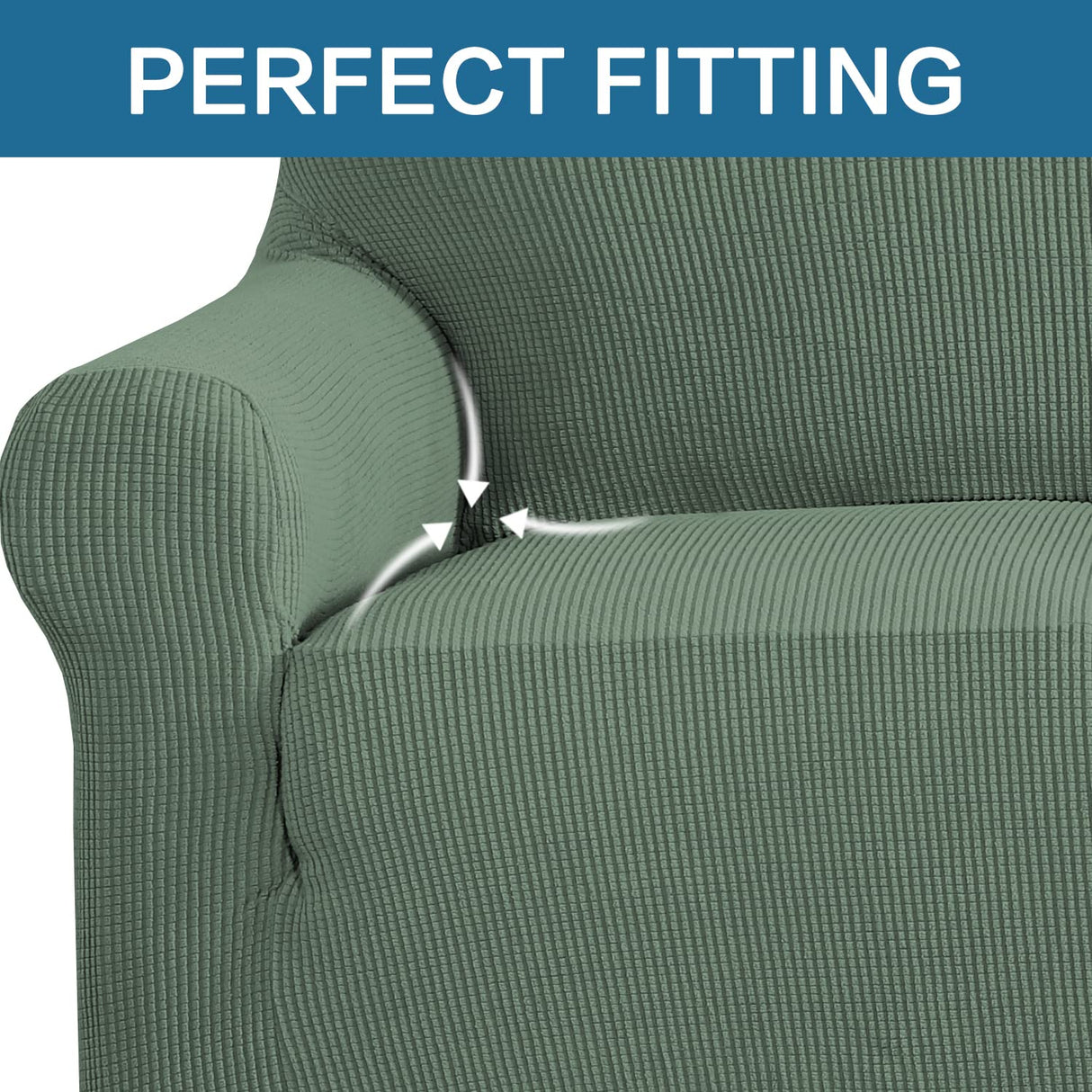 PrimeBeau Stretch Loveseat Slipcovers|Sofa Cover for Loveseat 1 Piece with Elastic Bottom, Textured Checked Jacquard Fabric