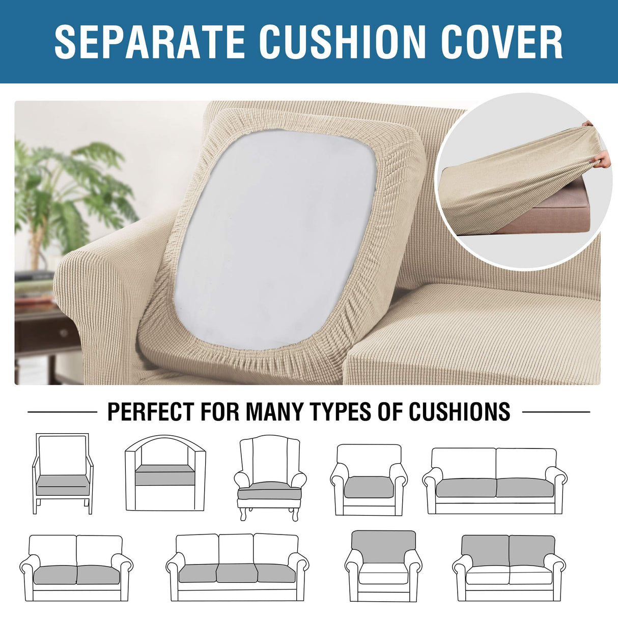 PrimeBeau Thicker Jacquard Fabric 3 Pieces Loveseat & Oversize Loveseat Covers for 2 Cushion Sofa Couch Slipcovers (Base Cover Plus 2 Seat Cushion Covers)