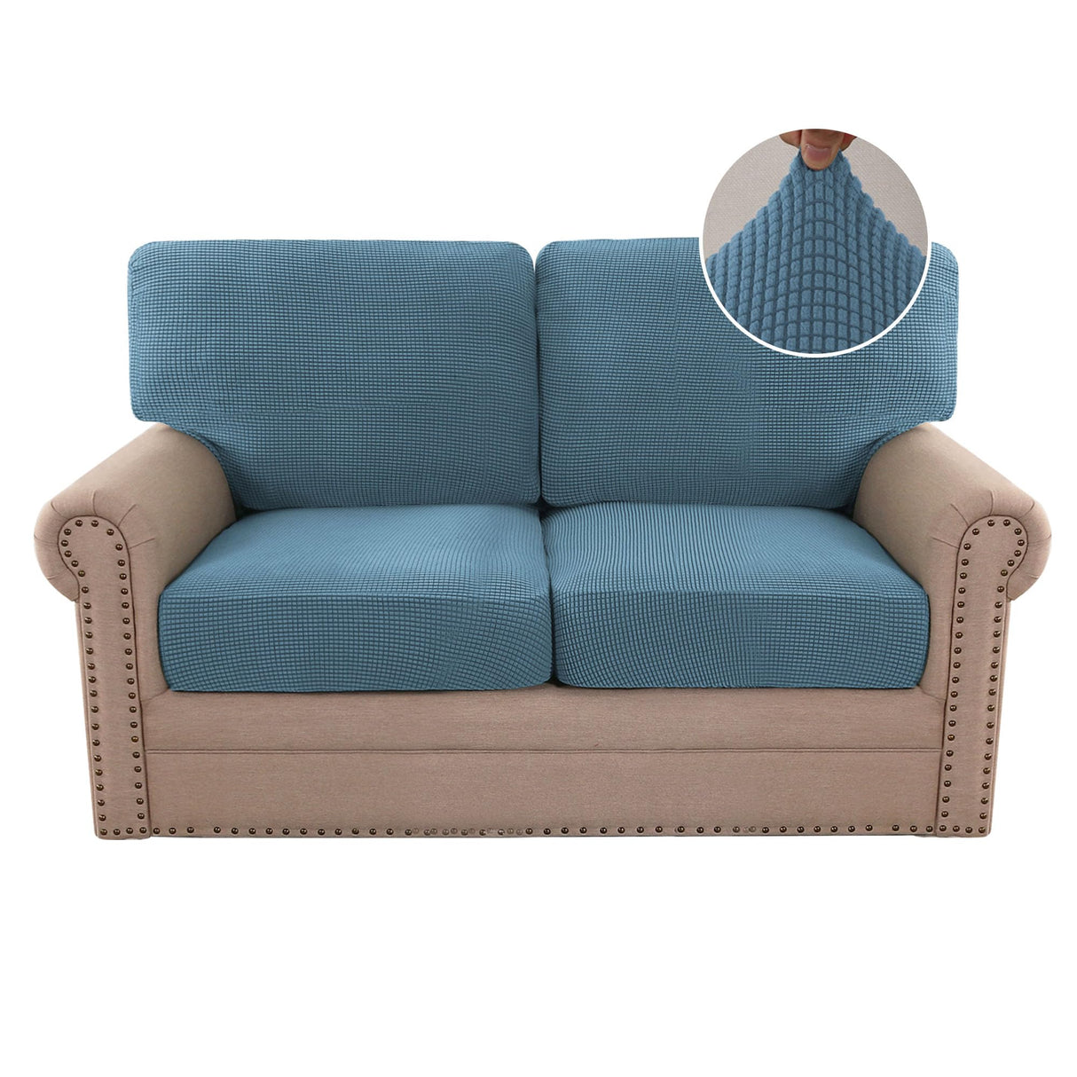 PrimeBeau 2024 New Trend Multi-Pieces Sofa Covers Stretch Couch Covers Form Fitted Seats and Back Cushions Covers (2 Seat Covers Plus 2 Back Cusion Covers, Bonus 2 Armrest Covers)