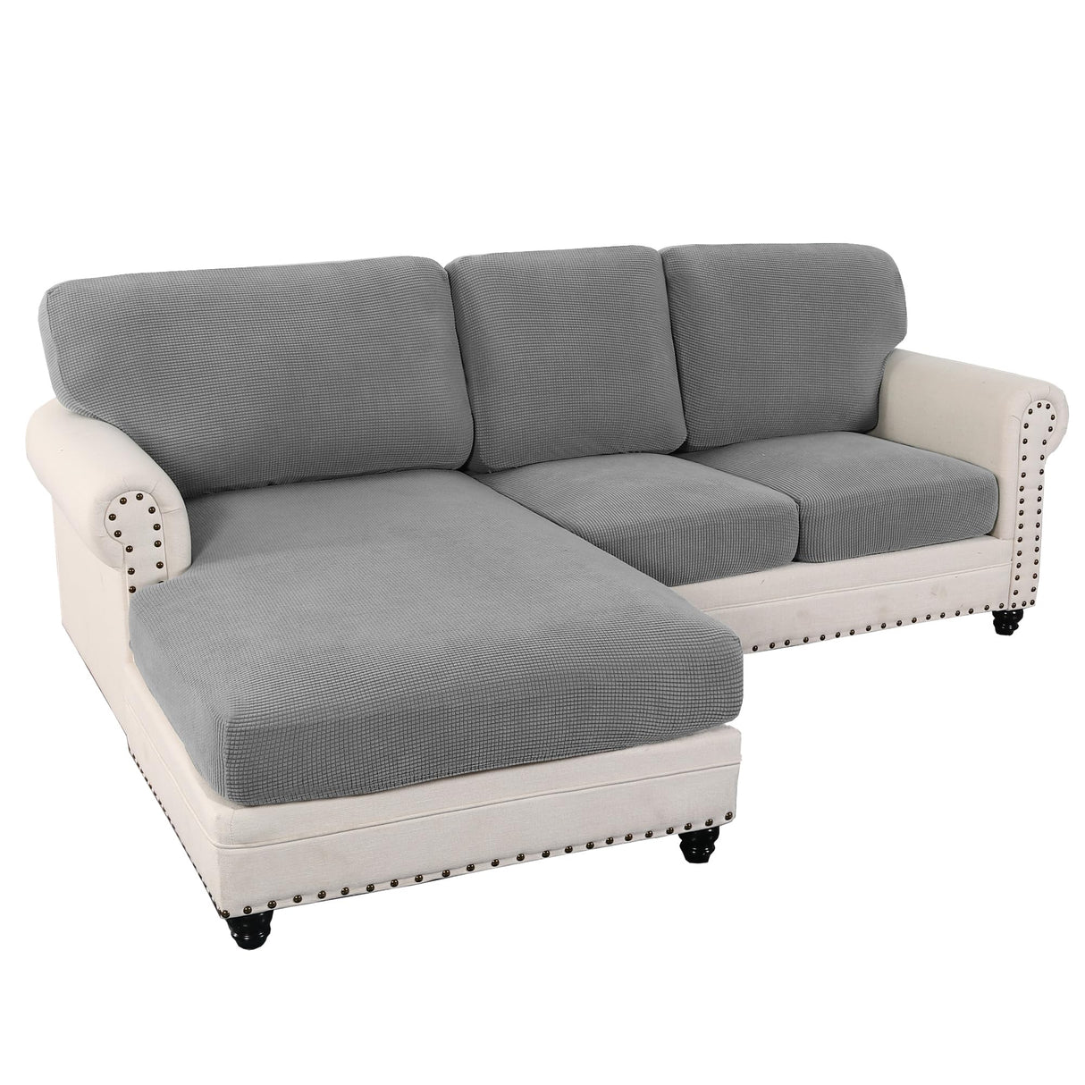 PrimeBeau 2024 New Sectional Couch Covers 6 Pieces Stretch Sofa Cover for Sectional Sofa Set Separate L Shaped Couch Cover for Both Left/Right Couch (Seat and Back: 1 Chaise for Loveseat)