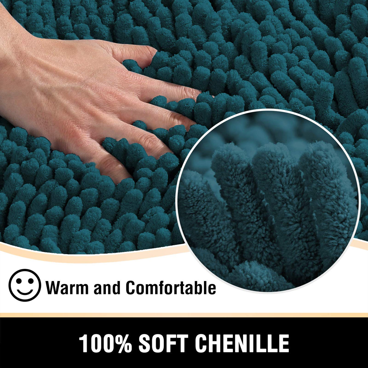 PrimeBeau Luxury Chenille U Shaped Bathroom Rug Sets -Absorbent,Washable,Dry Fast Area Carpet Mats 2 Pieces