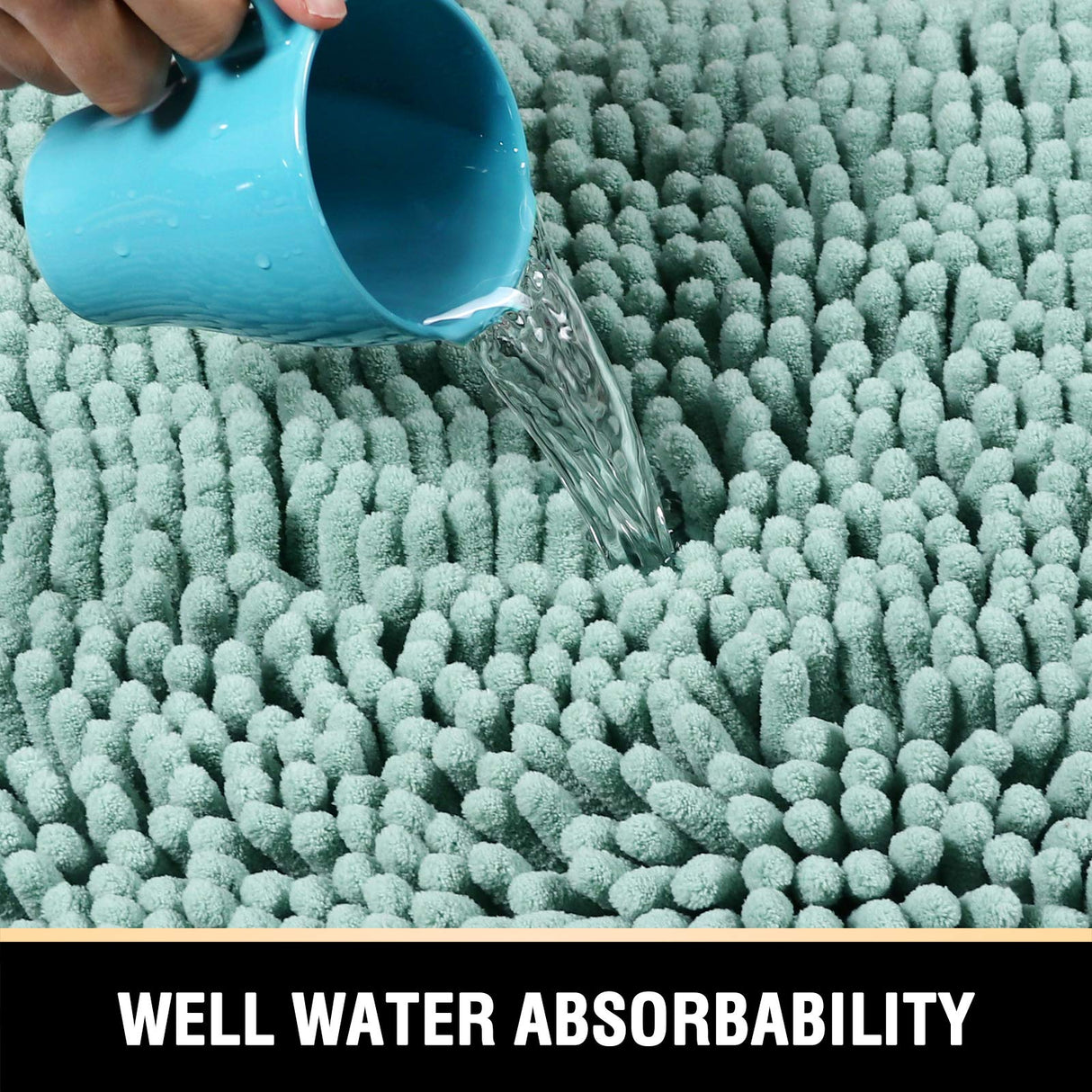 PrimeBeau Luxury Chenille U Shaped Bathroom Rug Sets -Absorbent,Washable,Dry Fast Area Carpet Mats 2 Pieces