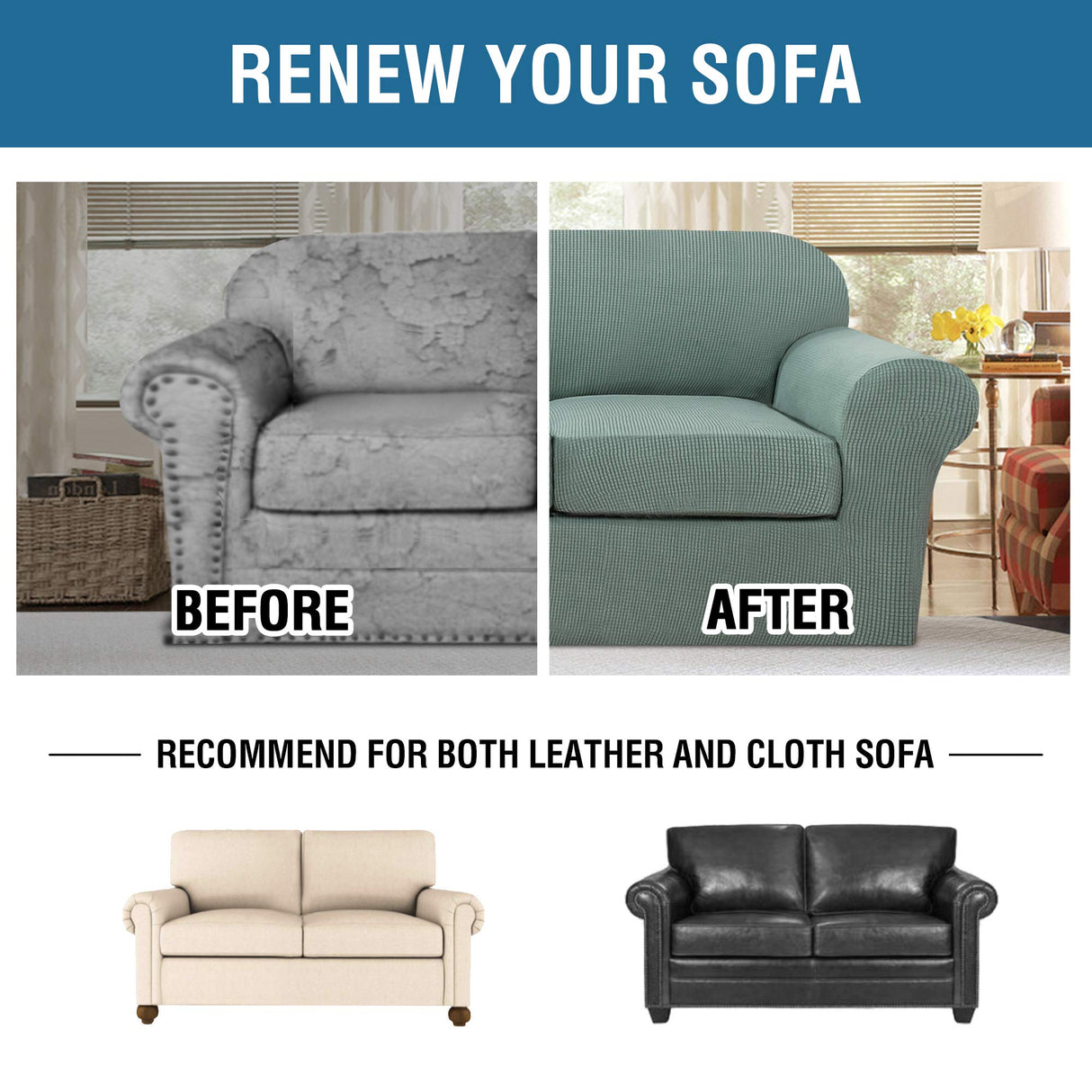 PrimeBeau 4 Pieces Premium Jacquard Sofa Slipcover Set, Sofa and Oversize Sofa