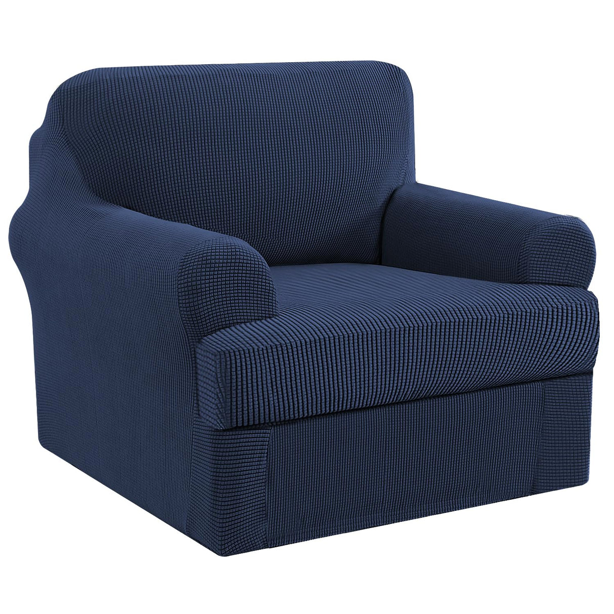 PrimeBeau 2 Pieces Chair Covers for Armchair &Oversize Armchair Covers for Living Room Furniture Cover Suit for T Cushion/Box Cushion, Spandex Jacquard Fabric Small Checks