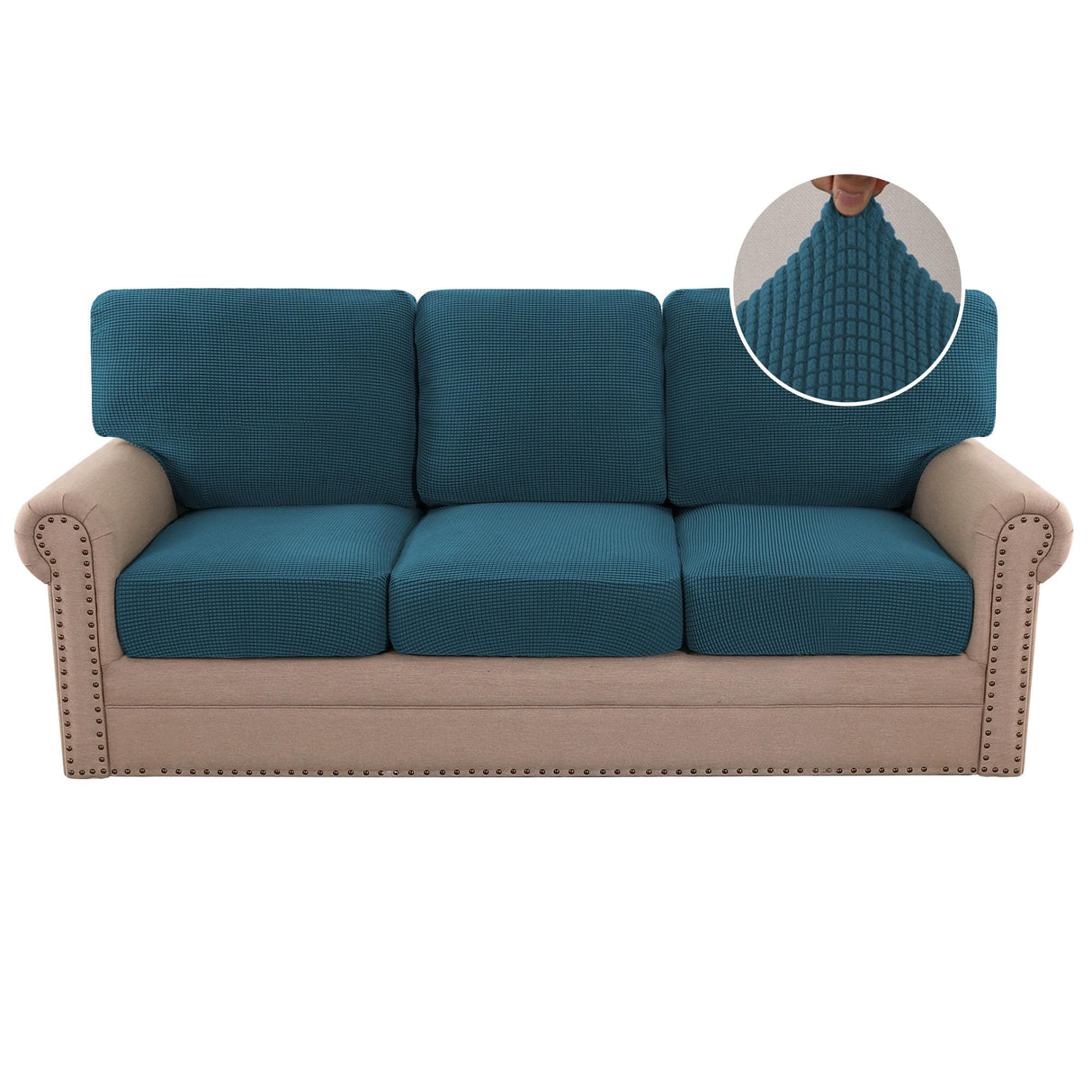 PrimeBeau 2024 New Trend Multi-Pieces Sofa Covers Stretch Couch Covers Form Fitted Seats and Back Cushions Covers (3 Seat Covers Plus 3 Back Cusion Covers, Bonus 2 Armrest Covers)