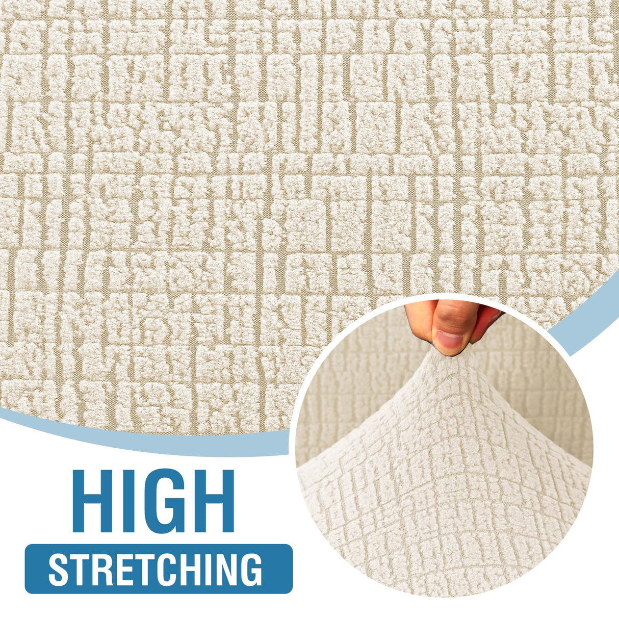 H.VERSAILTEX 2024 Newest Jacquard Couch Covers for 3 Cushion Couch 1 Piece Stretch Sofa Covers Furniture Protector Anti-Slip Soft Thickened Dogs Slipcovers Washable Crizzle Pattern(Sofa, Ivory)