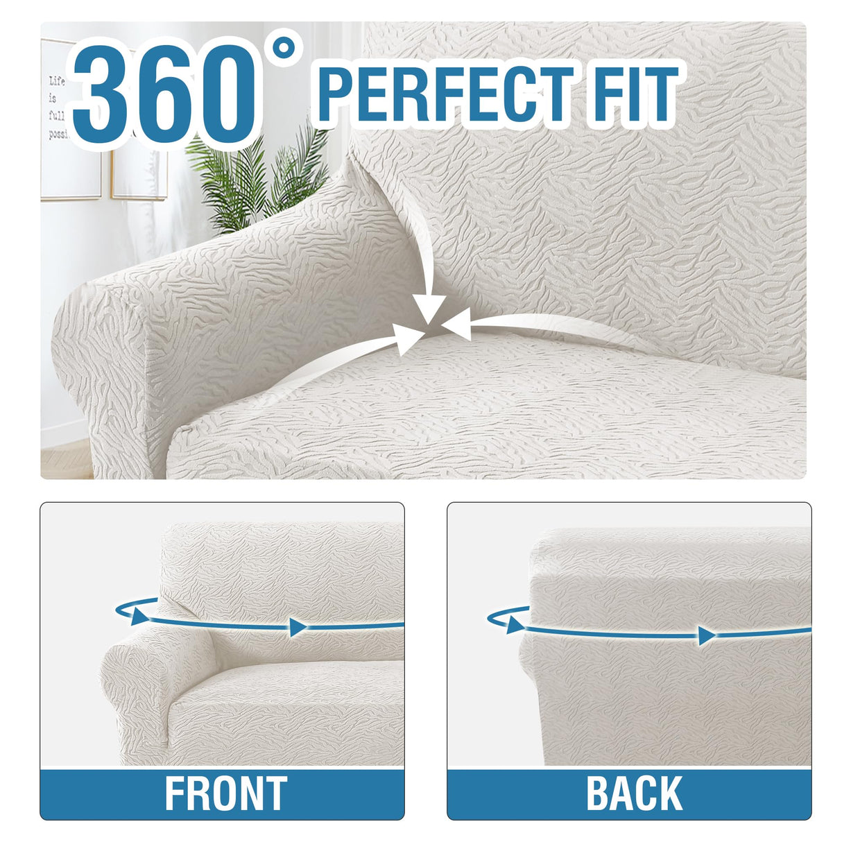 H.VERSAILTEX 2024 Newest Jacquard Couch Covers for 3 Cushion Couch 1 Piece Stretch Sofa Covers Furniture Protector Anti-Slip Soft Thickened Dogs Slipcovers Washable Leopard Pattern(Sofa, Pale Oak)