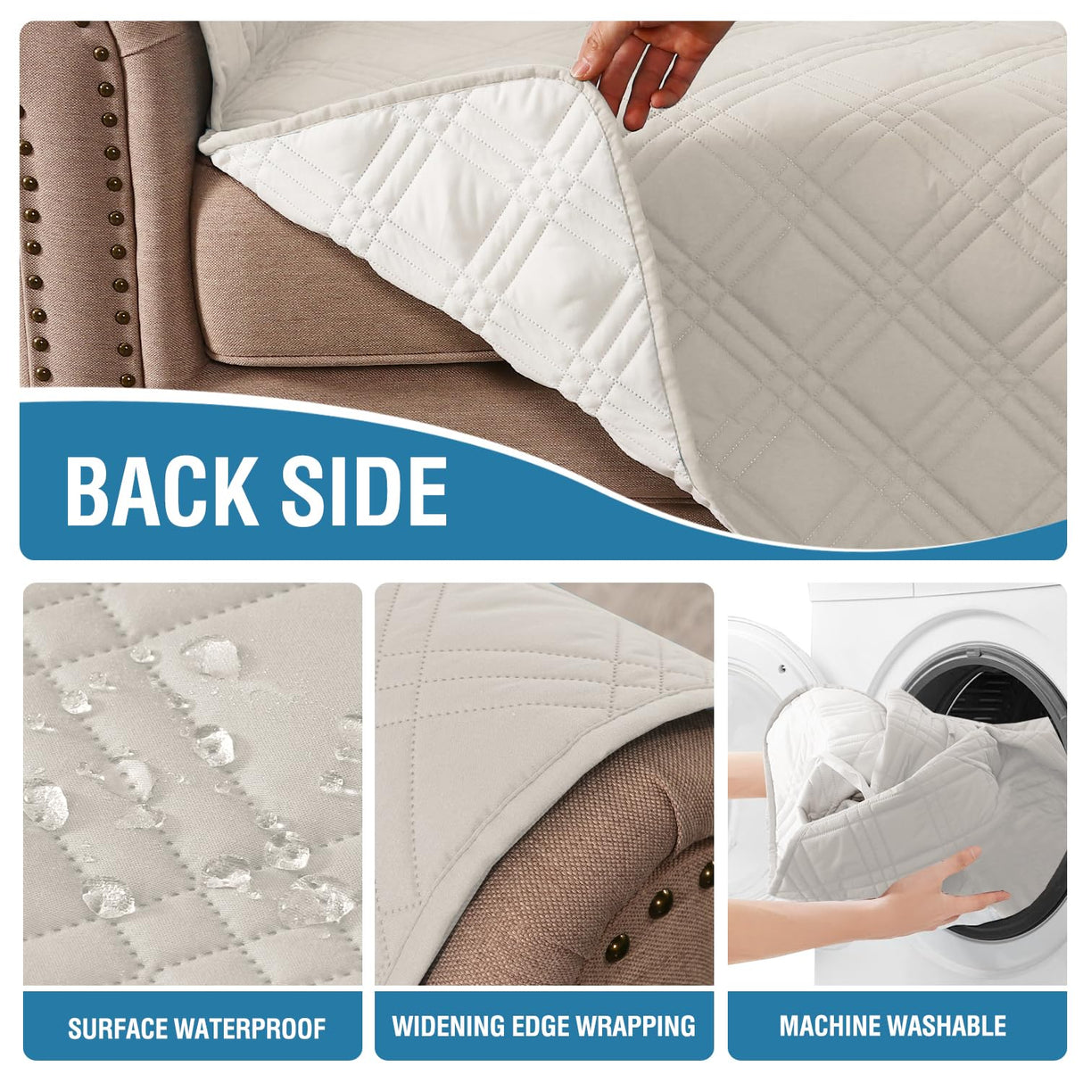 PrimeBeau 100% Waterproof Loveseat Covers Washable,Thick Soft Couch Cover for Dogs with Elastic Straps (Loveseat, Diamond Shape)