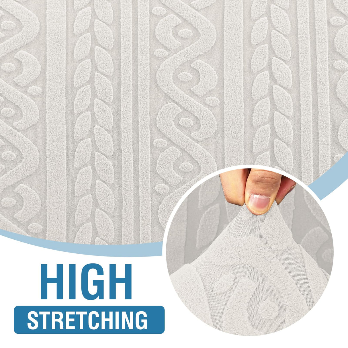 PrimeBeau Spiral Jacquard Couch Covers for 3 Cushion Couch - Set of 5 | Anti-Slip Furniture Protector
