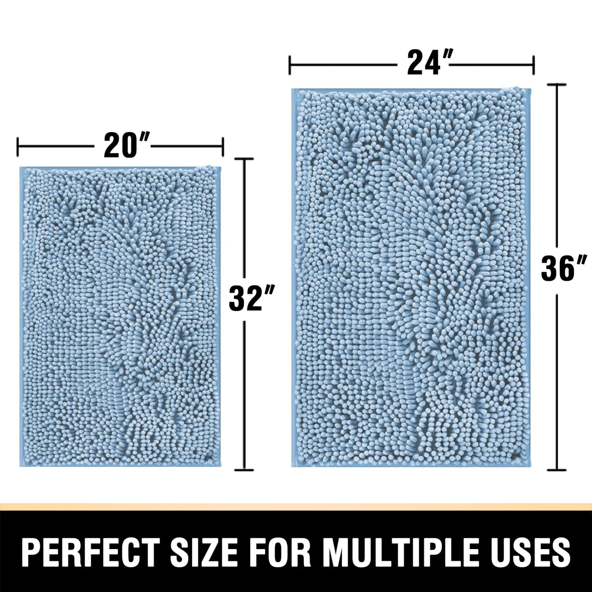 PrimeBeau Luxury Chenille U Shaped Bathroom Rug Sets -Absorbent,Washable,Dry Fast Area Carpet Mats 2 Pieces