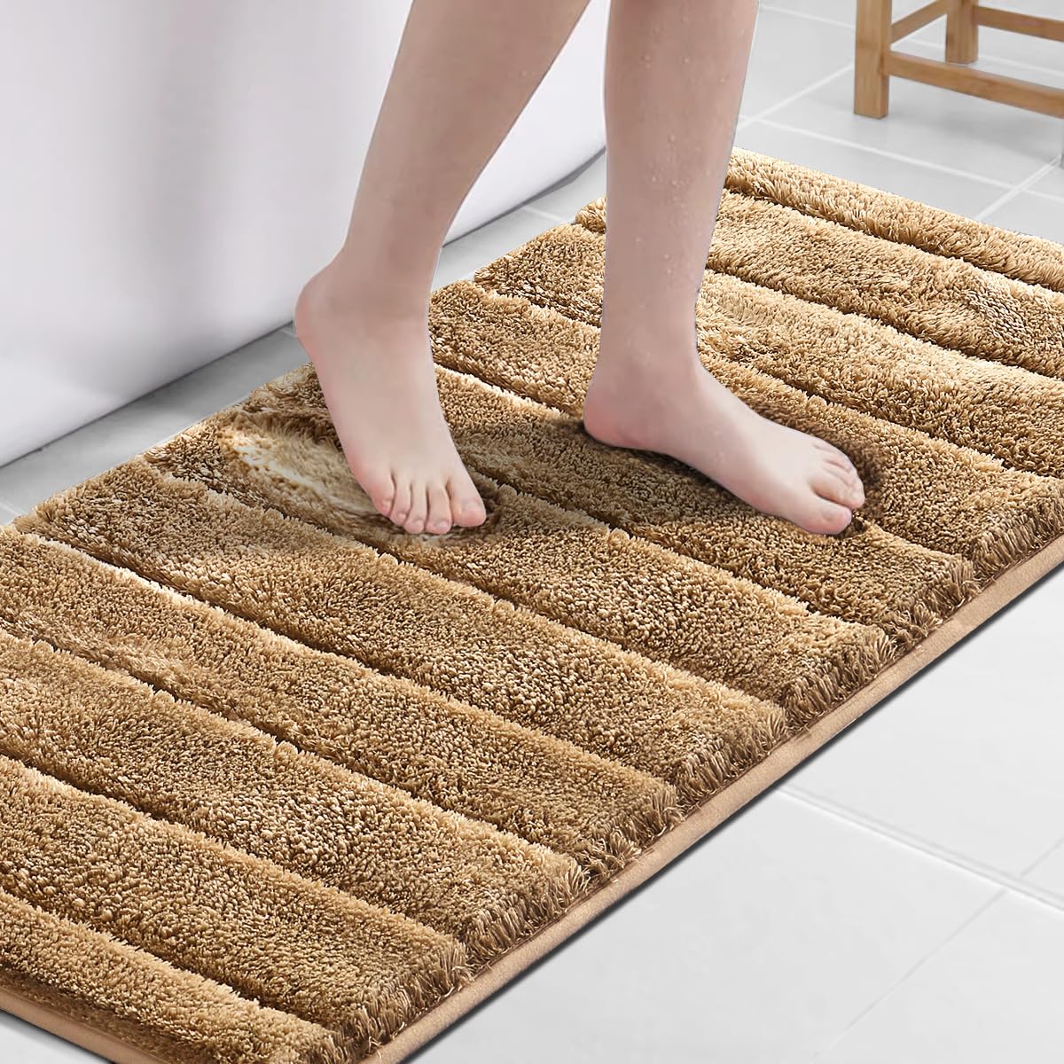 PrimeBeau Bathroom Rugs Thick Velvet Bath Mat - Super Soft, Absorbent, Non-Slip, Washable, 1 Piece
