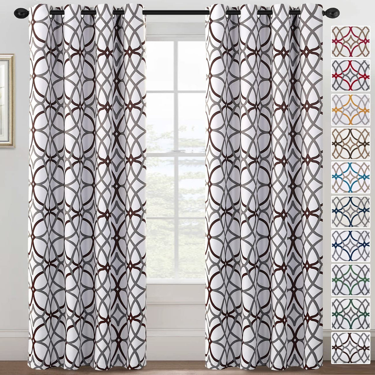 PrimeBeau GEO Pattern Blackout Curtains 2 Panels Set