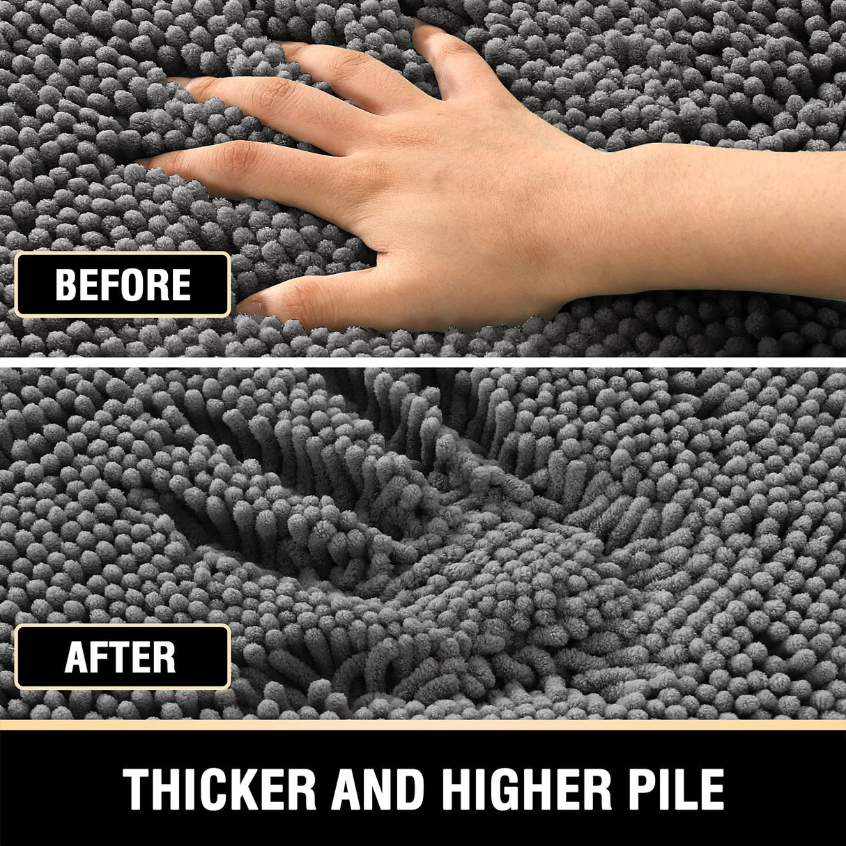 PrimeBeau Curved Bath Mat Luxury Chenille Extra Soft Absorbent Non Slip Quick Dry 16x33 (1 Piece)