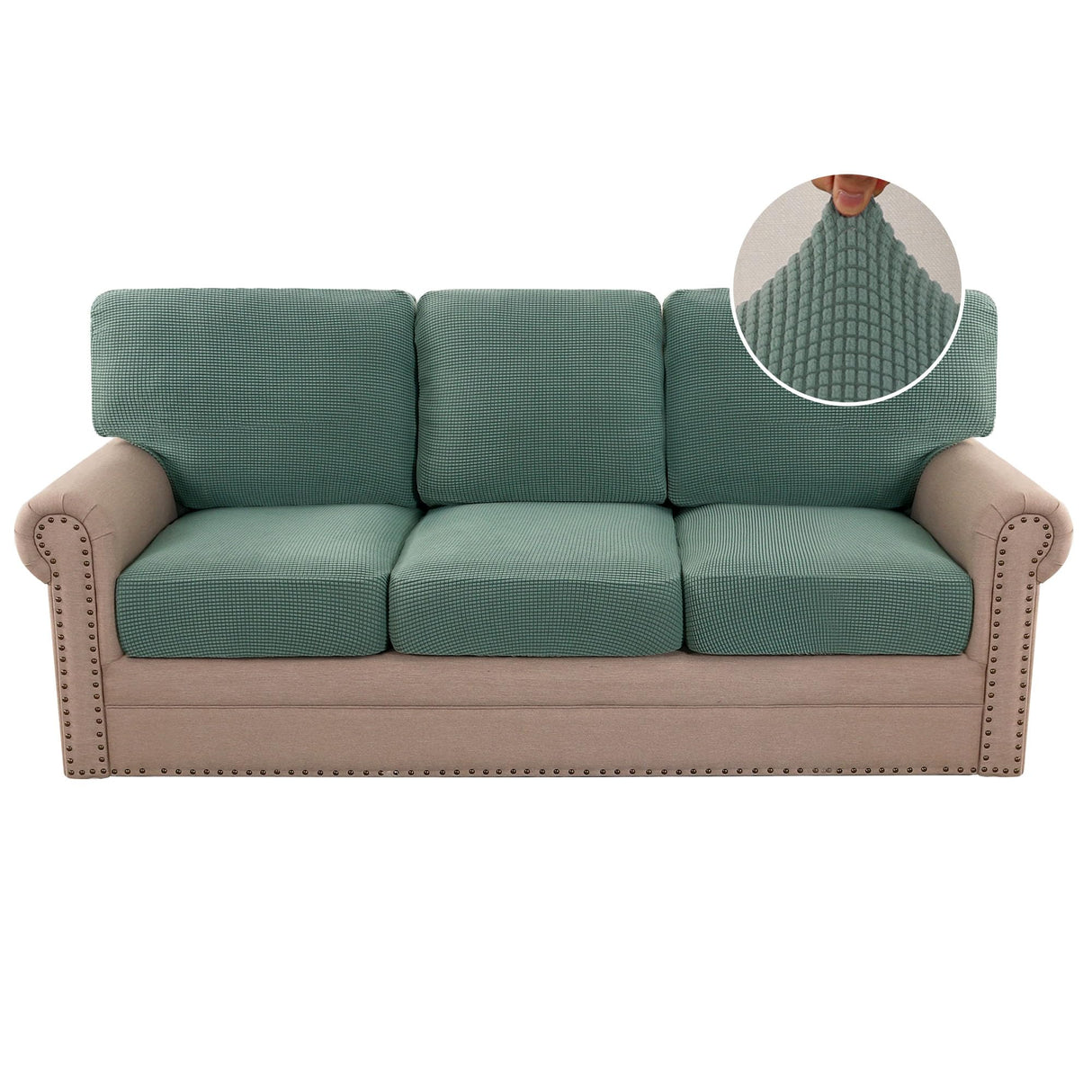 PrimeBeau 2024 New Trend Multi-Pieces Sofa Covers Stretch Couch Covers Form Fitted Seats and Back Cushions Covers (3 Seat Covers Plus 3 Back Cusion Covers, Bonus 2 Armrest Covers)