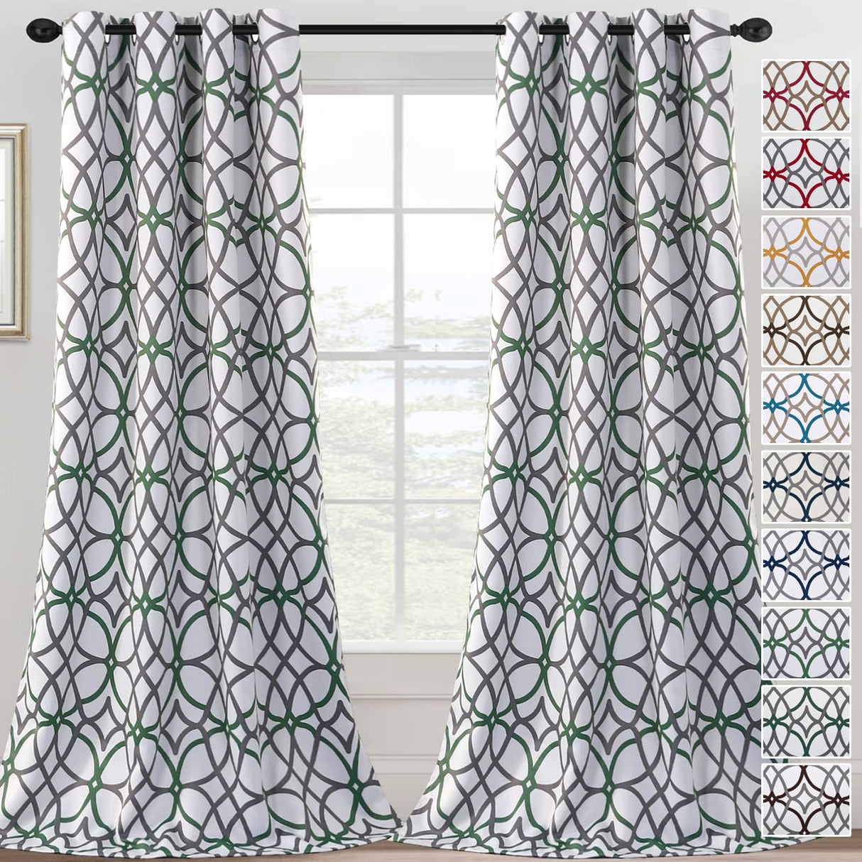 PrimeBeau GEO Pattern Blackout Curtains 2 Panels Set