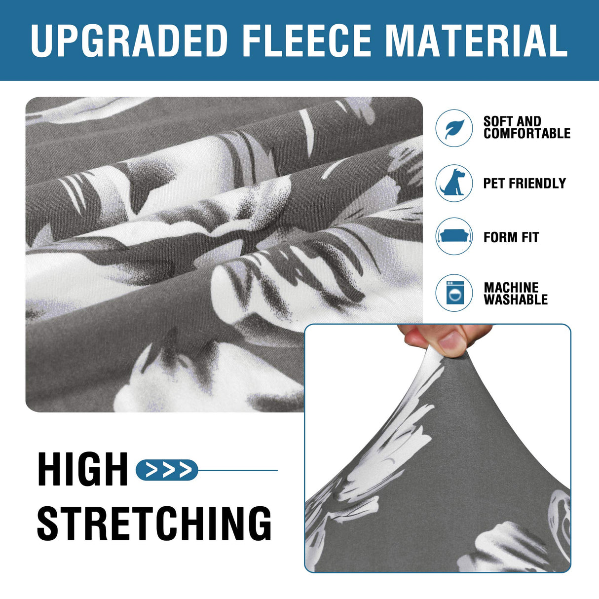 PrimeBeau Super Stretch 2 Set of Armchair Slipcovers, Floral Pattern, Luxurious Fleece Bouncy Modern Style Pet Friendly,Easy Care