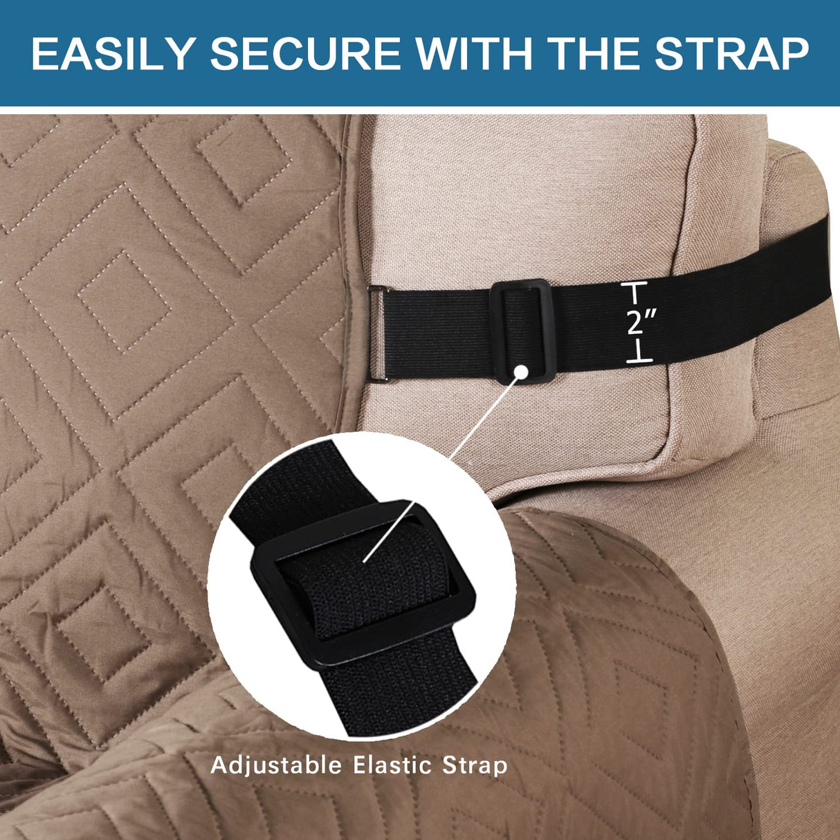 PrimeBeau Reversible Armchair Protector Slipcover Water Resistant Anti-Slip Couch Cover with Elastic Straps, Pets Protection, Stylish Decor, Easy Care