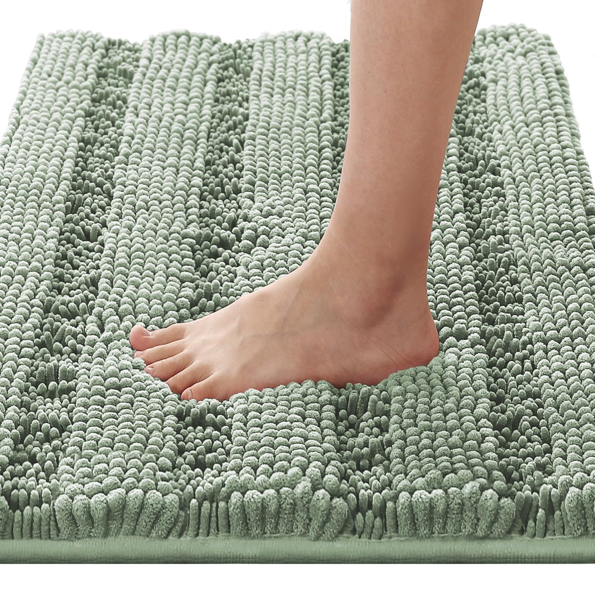 PrimeBeau Luxury Chenille Striped Bath Mats Set | Ultra Thick & Absorbent Non Slip Rugs 20“ x 32"