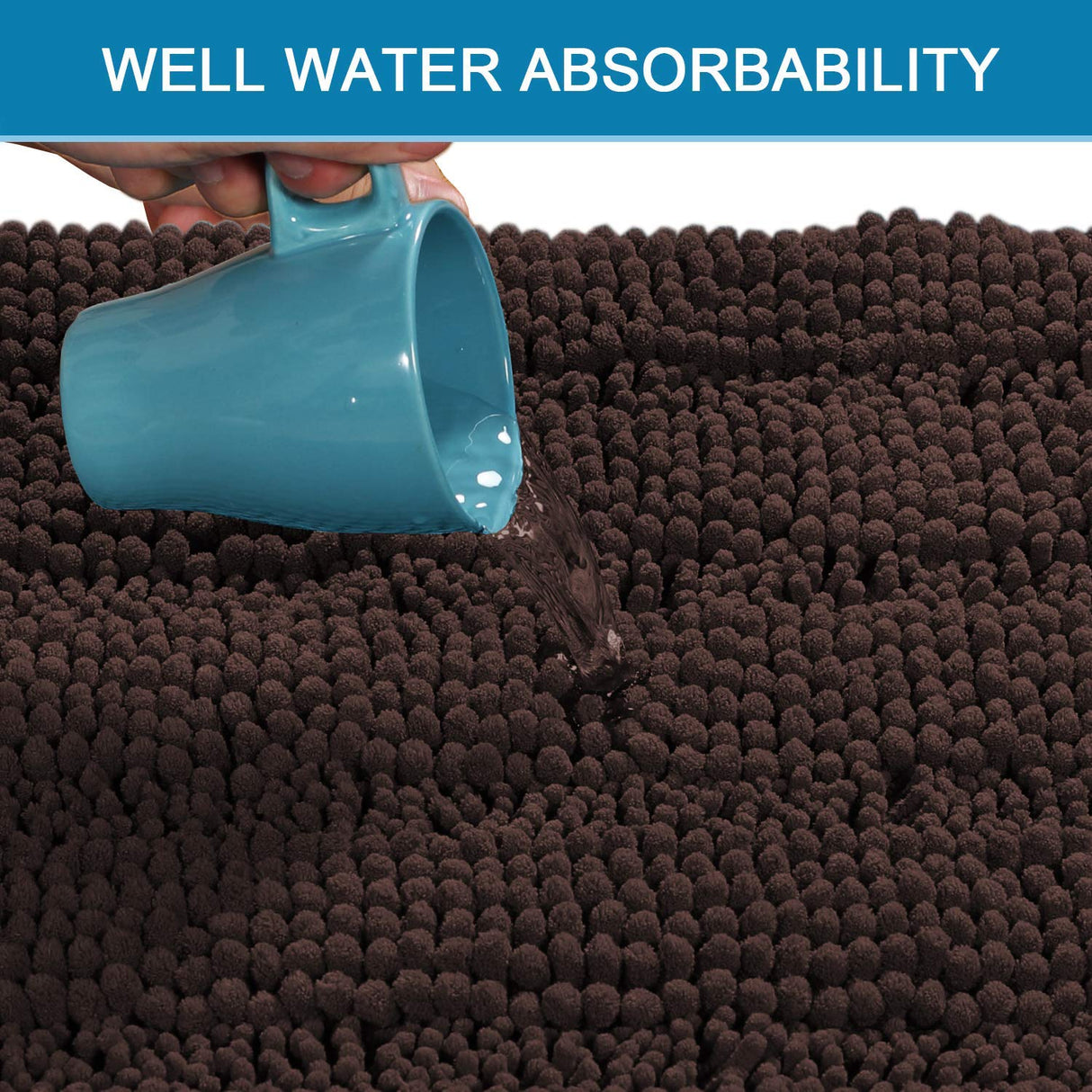 PrimeBeau Luxury Chenille Striped Bath Mats Set | Ultra Thick & Absorbent Non Slip Rugs 24“ x 36"